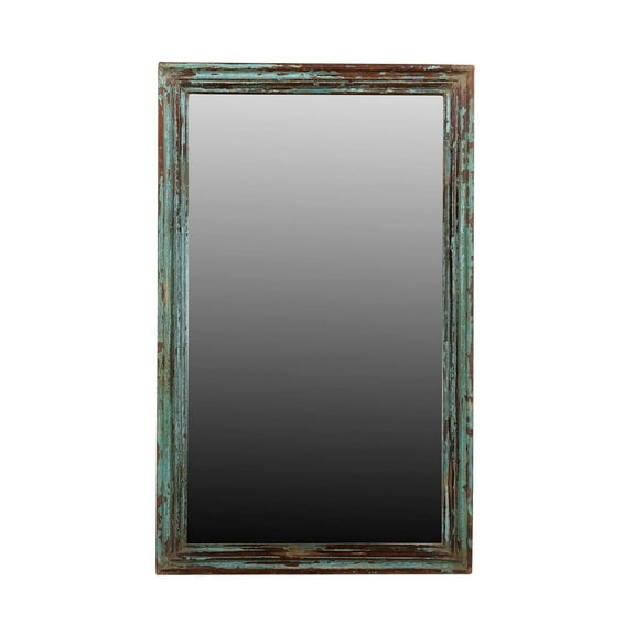 1900s Vintage Door Frame Repurposed Mirror | Rustic Carved Mirror | Unique Floor Mirror | Farmhouse Washed Distressed Tall Mirror