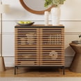 thumbnail image 2 of ARKANTOS Sideboard Storage Cabinet with Slatted Doors and 1 Adjustable Shelf, Natural Oak, 2 of 8