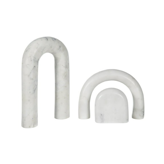 A&B Home Set of 3 White Nesting Marble Arch Statue