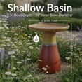 thumbnail image 6 of Sunnydaze Duo-Tone Freestanding Ceramic Outdoor Bird Bath, UV-Resistant Lemon Cognac Finish, 6 of 15