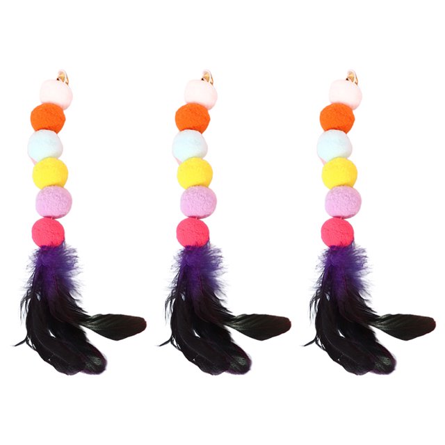 3 uds varita para gato juguete suplemento cabeza de repuesto juguete interactivo para gato bola de pelo y pluma