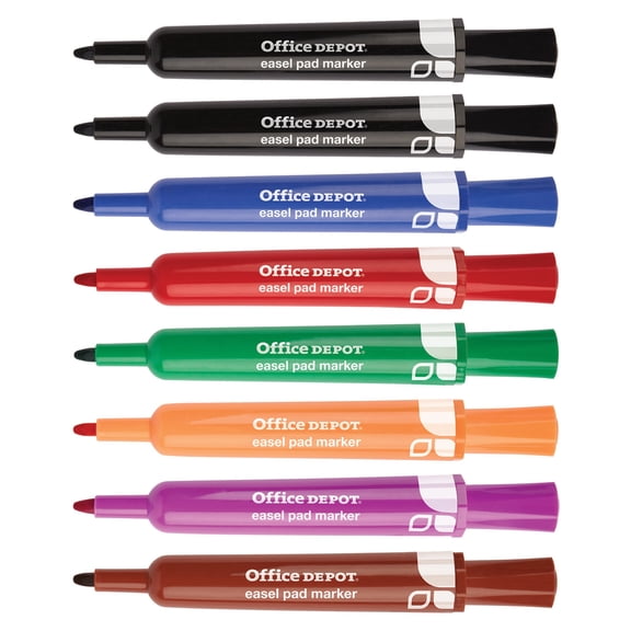 Office Depot(R) Easel Pad Markers, 100% Recycled, Assorted, Pack Of 8, FC102607