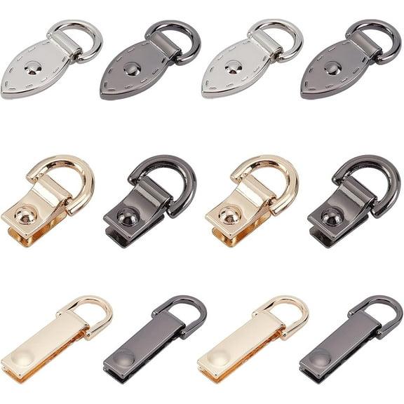 1 Box 12 Pack Metal Bag Chain Buckle 6 Styles Alloy Purse Suspension Clasp Handbag Side Clip Buckles Detachable D Ring Buckle Chain Link Connector Backpack Hardware for DIY Leather Craft Making