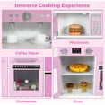 thumbnail image 3 of INFANS Kids Kitchen Play Set, Wooden Pretend Play Kitchen with Realistic Lights Sounds Coffee Maker Dishwasher Microwave Oven Foldable Fabric Drawers, Toddler Cooking Toys for Boys Girls, 3 of 10