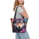 thumbnail image 2 of Fotbe Colorful Wolf Head A Bolsa de Playa con Estampado, Bolsa de Hombro, Bolsa de Mano Espaciosa, Bolsa de Viaje Ligera, Bolsa de Compras Versátil, 2 of 6