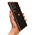 thumbnail image 3 of Funda enchapada de lujo para Samsung Galaxy A53, A52, A54, 5G, S21, S23, FE, S22, S24, Ultra, silicona suave con patrón de corazón lateral, 3 of 5