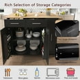 thumbnail image 5 of DEALTOPS 46" Kitchen Island with Drop Leaf, Kitchen Storage Cart with 3 Tier Pull Out Cabinet Organizer, Internal Storage Rack, Rolling Kitchen Cart on Wheels with Towel Rack for Kitchen-Black, 5 of 12