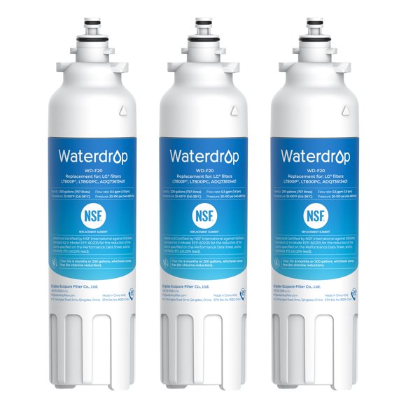 Filtro de agua Waterdrop ADQ73613401 para frigorífico LG LT800P, paquete de 3