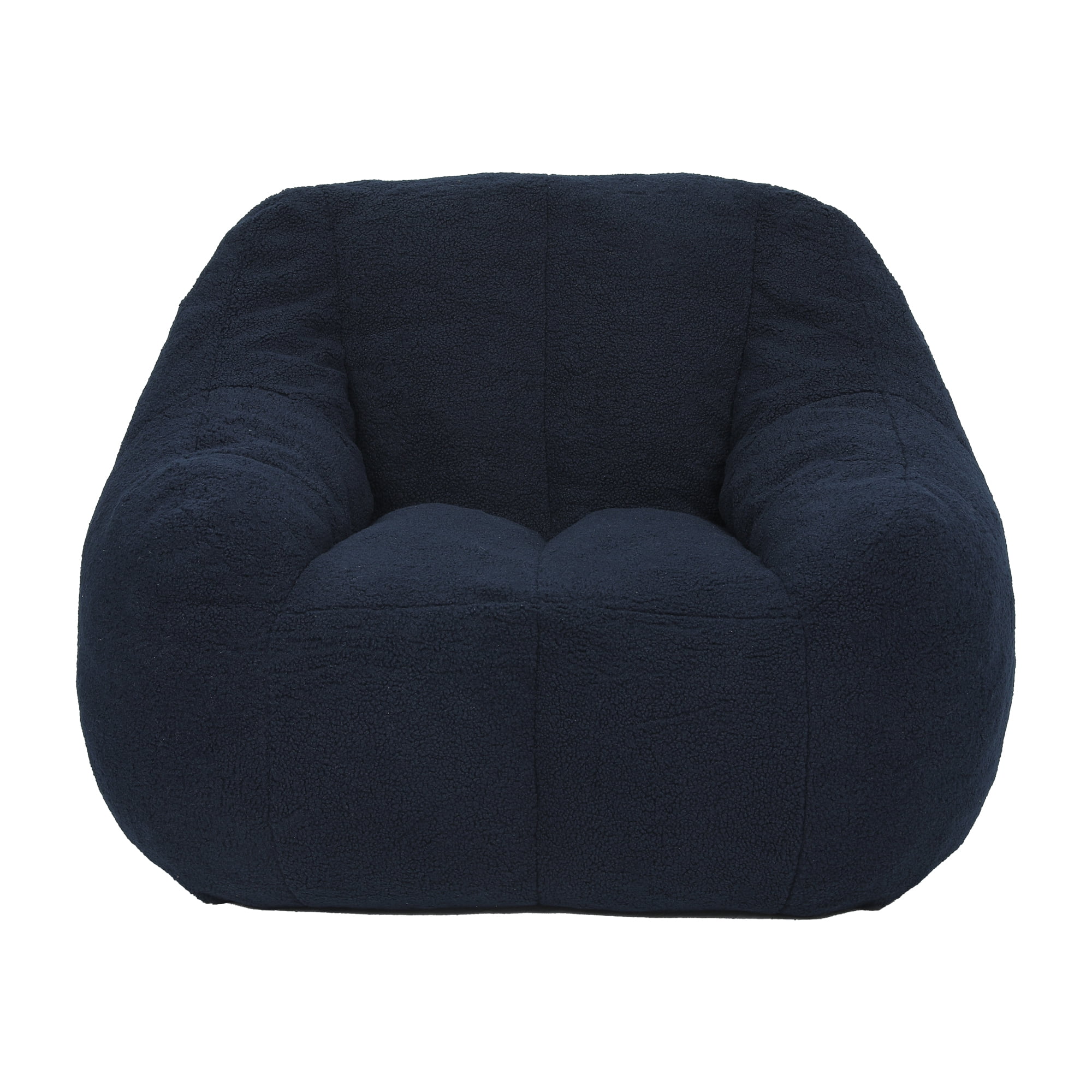 GARITIN Oversized Bean Bag Chair, Faux Fur Memory Foam, 37.4" x 33.9" x 32.3", Dark Blue