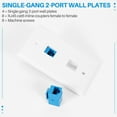 thumbnail image 4 of 4 Pieces 2 Port Ethernet Wall Plate, RJ45 Cat6 Female to Female Jack Inline Coupler Face Plates, 4 of 7