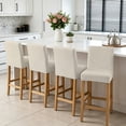 thumbnail image 3 of White Swan Bar Stool Cover Set of 2, Farmhouse Solid Beige Color Modern Art Stretch Bar Chair Cover, Removable Washable Pub Counter Stool Chair Slipcover for Kitchen Dining Room Pub Cafe, 3 of 9