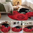 thumbnail image 5 of Round Area Rug 3 Ft, Happy Valentine's Day Washable Non-Slip Circle Carpet for Living Room/Bedroom, Romantic Red Roses Black Low-Profile Small Floor Mats Collection Rugs for Indoor, 5 of 7