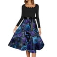 thumbnail image 3 of Women's Halloween Hepburn Dresses Pumpkin Spider Webeb Long Sleeve Funny Hepburn Dresses Bat Moon Round Neck Horror Hepburn Dress, 5XL, 3 of 4