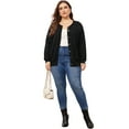 thumbnail image 3 of DARING DIVA Women's Plus Size Button Down Crew Neck Cardigan Sweater 3X Black, 3 of 6