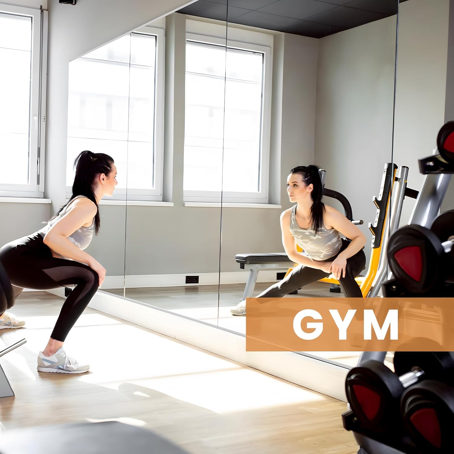 STAWDY Frameless Gym Mirror, 56x16 Inch (2-Pack) photo 3