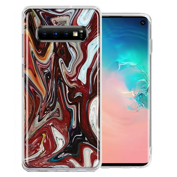 MUNDAZE For Samsung Galaxy S10 Red White Abstract Design Double Layer Phone Case Cover