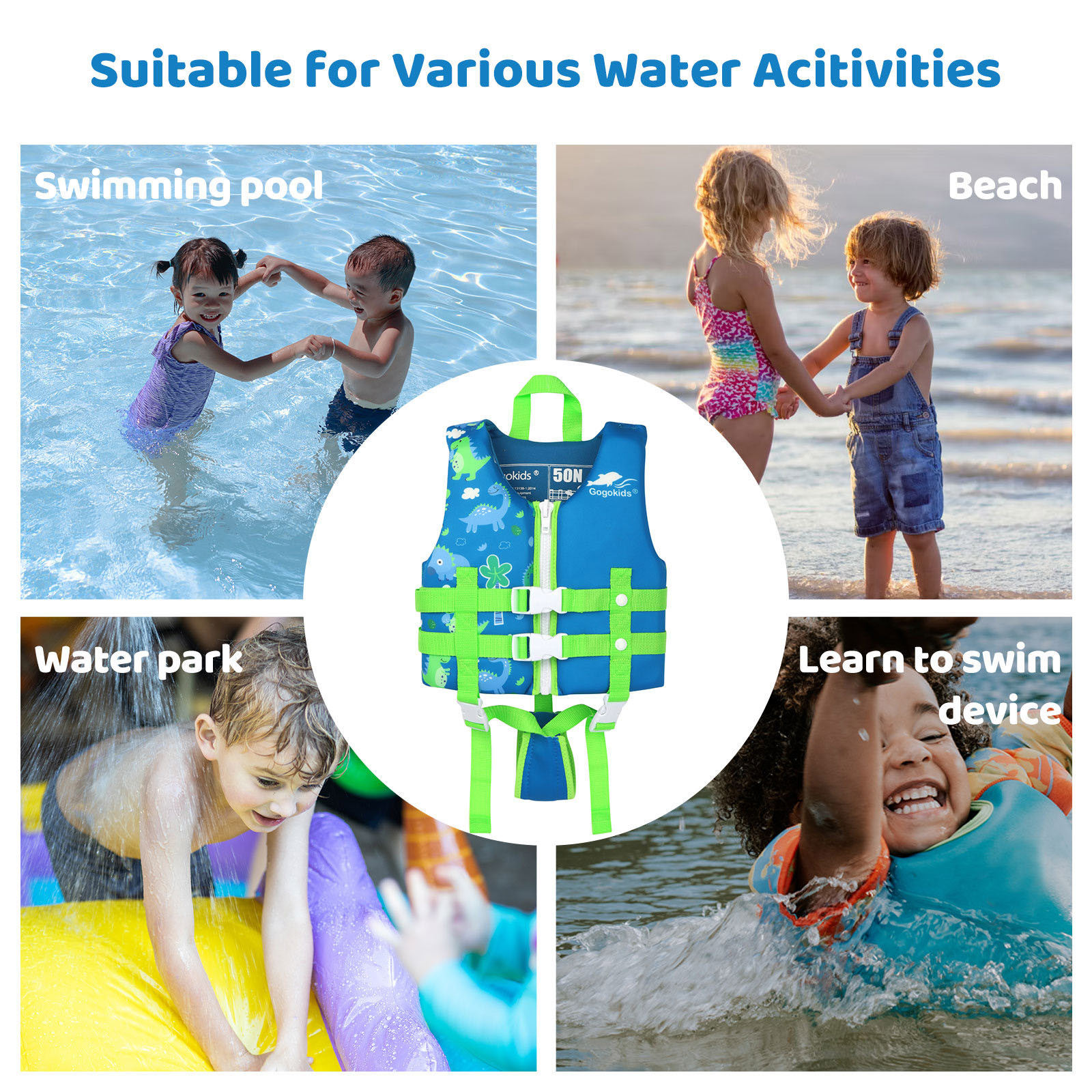 Gogokids Kids Swim Vest Life Jacket with Adjustable Strap photo 3