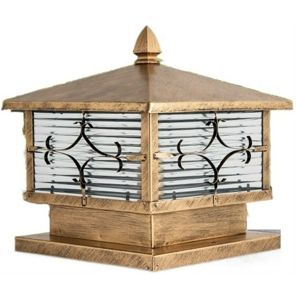 Solar Column Head Light Outdoor, LED Solar Torch Light Post Head Light Waterproof Wall Light Garden Light Gate Top Light Wall Head Light