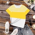 thumbnail image 4 of yillto Women Summer Tshirts Striped Short Sleeve Tee Tops Round Neck Casual Dressy Tunic Blouse Outfits, 4 of 6