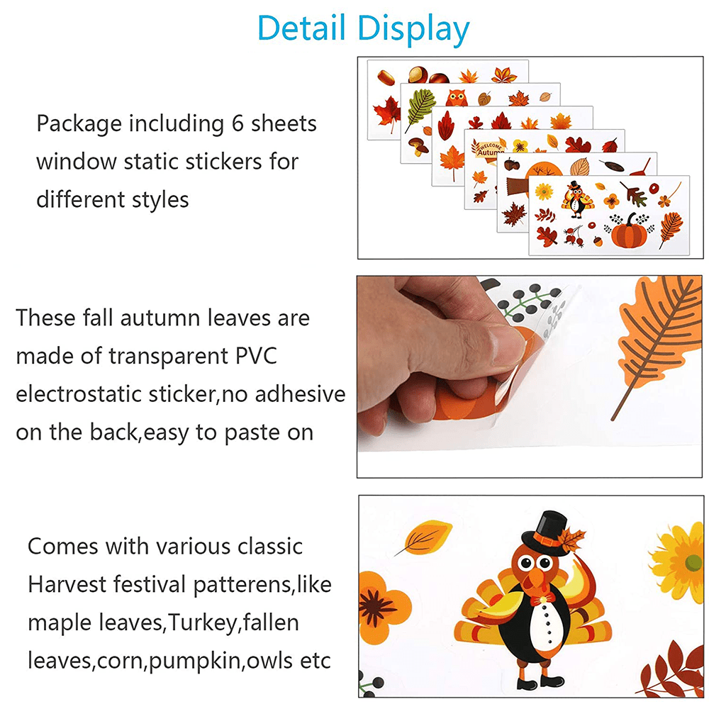 Aazon.co: 2 x 14 Leaf Corner Window Clings Decals. Fall, Thanksgiving