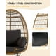 thumbnail image 3 of Silla Huevito Sobredimensionada con Giro 360°, Silla de Rattan con 4 Cojines Gruesos, Diseño para Exterior y Todo Clima, Capacidad 350 lbs, 3 of 5