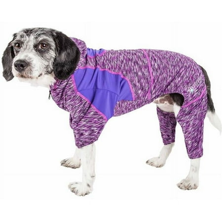 UPC: 0810787037119 | Pet Life ® Active  Downward Dog  4-Way-Stretch Fitness Yoga Dog Tracksuit Hoodie