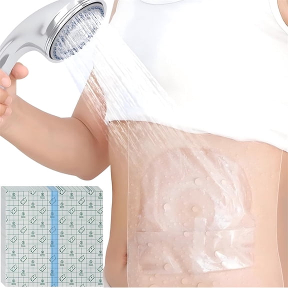 Artrylin Waterproof Shower Cover Shields, Non-Stick Center Pad for Dialysis Port Picc Line Chest Catheter PD Peritoneal Dialysis Chemo Feeding Tube Patient Bandage Protector, 8"x8"(20 Pack)