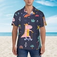 thumbnail image 3 of Qekee Cartoon Dinosaur Scooter Sport Blue print Hawaiian Shirt for Men Short Sleeve Button Down Shirts Beach Tropical Casual Shirts, 3 of 9