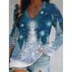 thumbnail image 4 of Camiseta con estampado navideño para mujer, ropa informal holgada con cuello en V, manga larga, 3D, regalos de Navidad, 5XL, otoño e invierno, 2022, 4 of 4