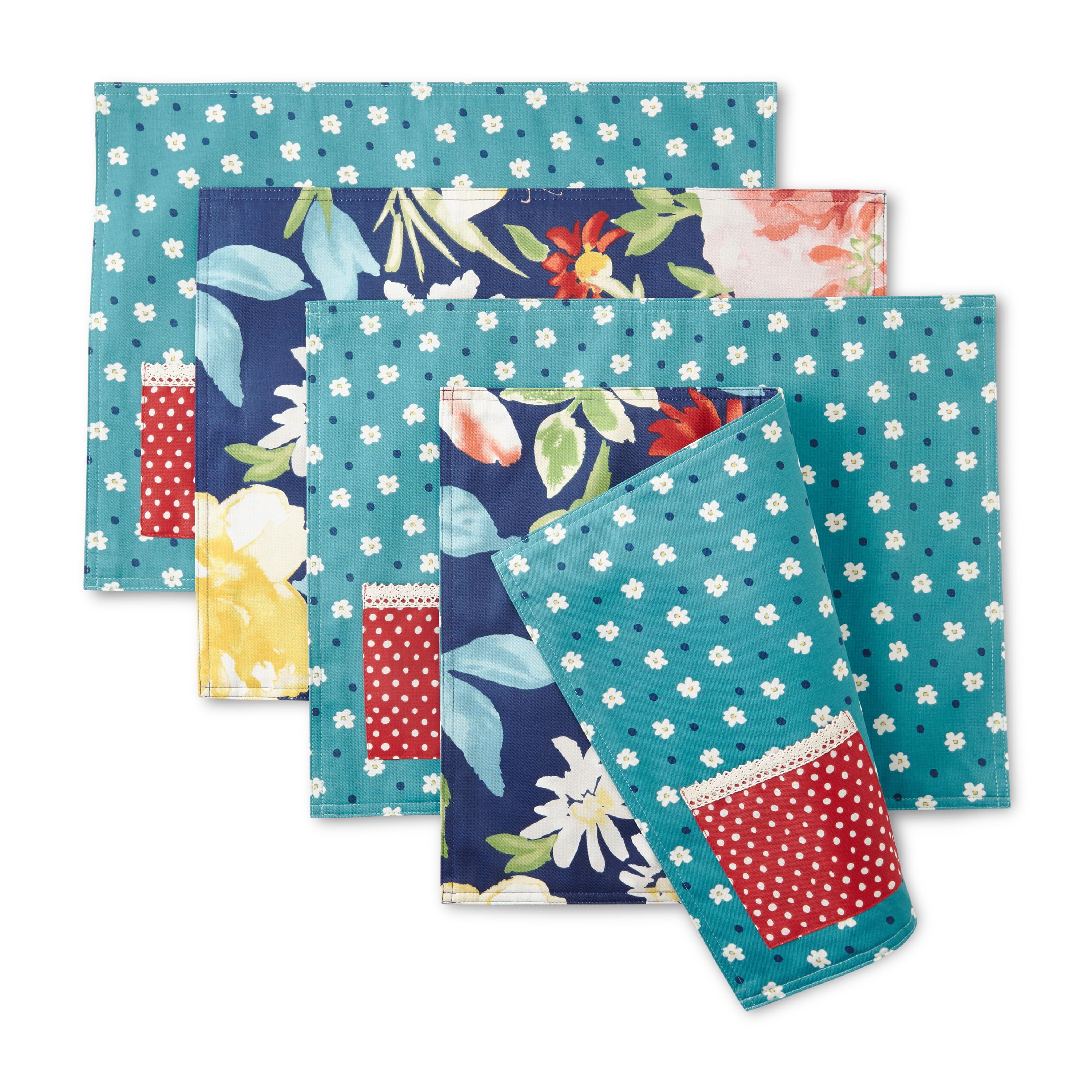 The Pioneer Woman Fiona Floral 4 Piece Reversible Pocket Placemat Walmart Com Walmart Com