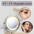 thumbnail image 4 of Jerdon Wall-Mounted Makeup Mirror with 5X Magnification - Chrome Makeup Mirror with LED Lights - Plug in - HL65C, 4 of 7