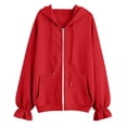 thumbnail image 7 of Brqkzdu Zip Up Hoodies for Women Long Sleeve Comfy Hooded Sweatshirt Fall Loose Fitting Oversized Sweatshirt with Pockets, 7 of 7