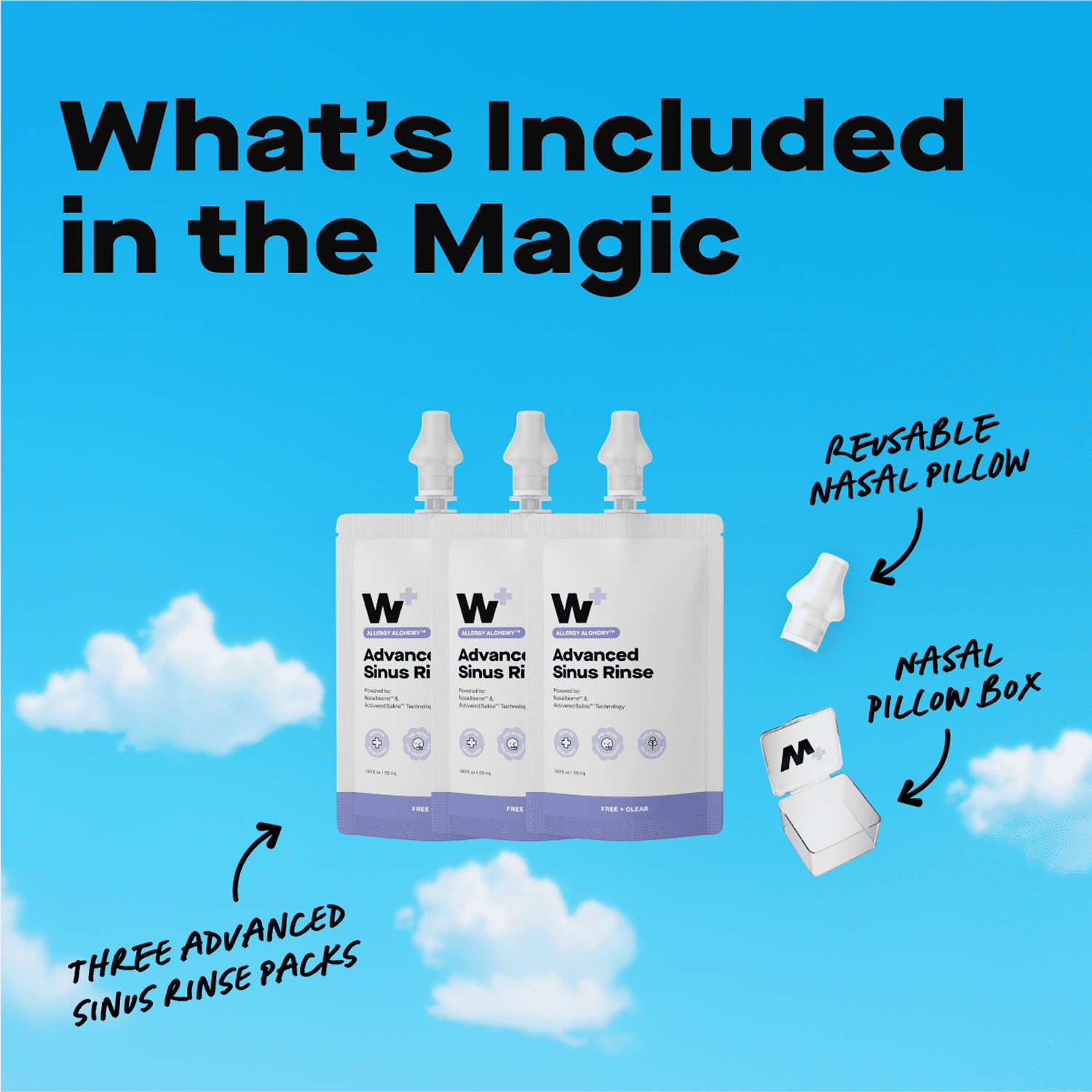 Wizard Wellness Advanced Sinus Rinse, Free + Clear, 3 Pack (1.67 oz Each)