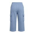 thumbnail image 5 of Women's Bermuda Capris Cargo Elastic Waist Drawstring Capri Pants Casual Loose Breathable Lightweight Travel Yoga Cropped Pants with Multiple Pockets, 5 of 8