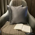 thumbnail image 5 of The HomeCentric Decorative Pillow Covers Silver Pack of 2, 14"x14" (35x35 cm) Satin Solid Cushion Covers For Sofa, Solid Modern Style - Silver Gray Slub Satin, 5 of 10