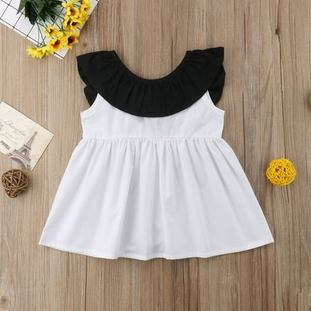 Pleated Bow - Kids Baby Girls Cute Ruffled Neckline Bow Tie Back Pleated Dress Princess Dress