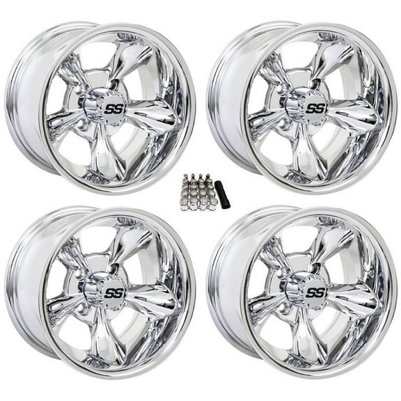 GTW Godfather 10" Golf Cart Wheels/Rims Chrome Yamaha