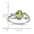 thumbnail image 5 of 925 Sterling Silver Rhodium Plated Diamond and Peridot Oval Ring Size 9, 5 of 7