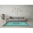 thumbnail image 3 of Ahgly Company Indoor Rectangle Medallion Light Blue Traditional Area Rugs, 2' x 5', 3 of 4