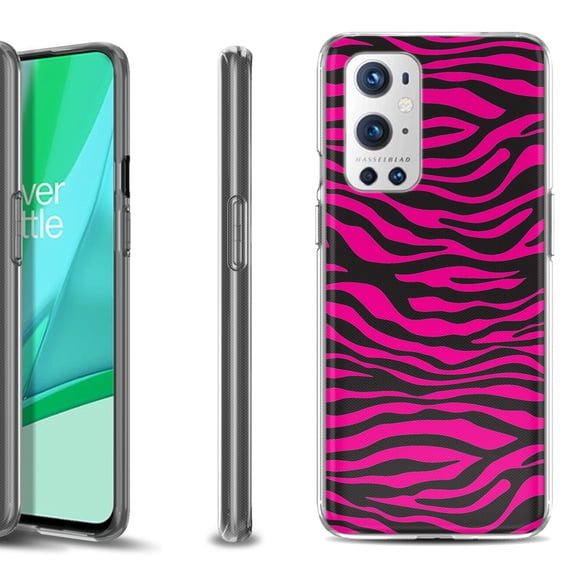 Slim-Fit Flexible TPU Gel Phone Case Compatible with OnePlus 9 PRO 5G, by OneToughShield ® - Zebra Pink
