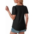 thumbnail image 5 of YOTMKGDO Short Sleeve Crew Neck Shirt | Women's Puffed Sleeve Hole Hollow Casual T Shirt, summer tops for women (Black, XL), 5 of 6