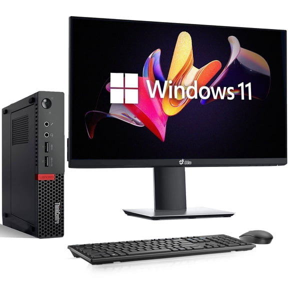 Restored Lenovo ThinkCentre M710 Tiny Desktop PC Intel Core i5-6500T 6th Gen 16GB DDR4 RAM 256GB SSD 24" LED Monitor Wireless Keyboard & Mouse Wi-Fi Mini Computer Windows 11 Pro (Refurbished)
