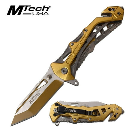 MTECH Tanto A/O Goldenrod Sporting Knife | Emergency Belt Cutter & Glass