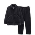 thumbnail image 4 of Coerni Boys Fuzzy Furry Outfits Cozy 2 Piece Zipper Pullover Sweatshirt and Jogger Pants Girl Winter Warm Thermal Set Tracksuit, 4 of 5