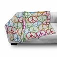 thumbnail image 3 of Retro Soft Flannel Fleece Throw Blanket, Colorful Internationally Recognized Peace Sign Letters Counter Culture Print, Cozy Plush for Indoor and Outdoor Use, 60" x 80", Multicolor, by Ambesonne, 3 of 6