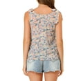 thumbnail image 4 of INSPIRE CHIC Women's Summer Floral Blouse Bow Tie Decor Casual Tank Tops XL Light Blue, 4 of 8
