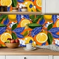 thumbnail image 5 of Peel and Stick Wallpaper Contact Paper Bright Lemon Peel Blue White Yellow Citrus Leaf Floral Orange Slices Self Adhesive and Removable 23.6in x 118in, 5 of 8