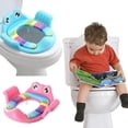 thumbnail image 2 of Asiento de inodoro para bebé, asiento de inodoro seguro para niños con apoyabrazos para niñas y niños, cojín para inodoro para viajes al aire libre, color rosa, 2 of 5