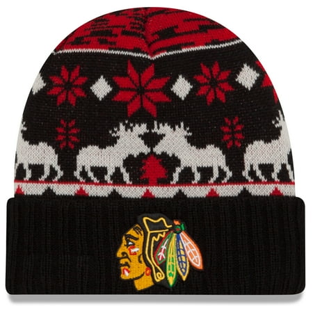 - Chicago Blackhawks New Era Team Mooser Cuffed Knit Hat - Red - OSFA