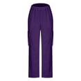 thumbnail image 4 of FAIWAD Womens Stretch Cargo Pants High Waist Casual Workout Wide Leg Trousers with Pockets (X-Large, Purple), 4 of 7